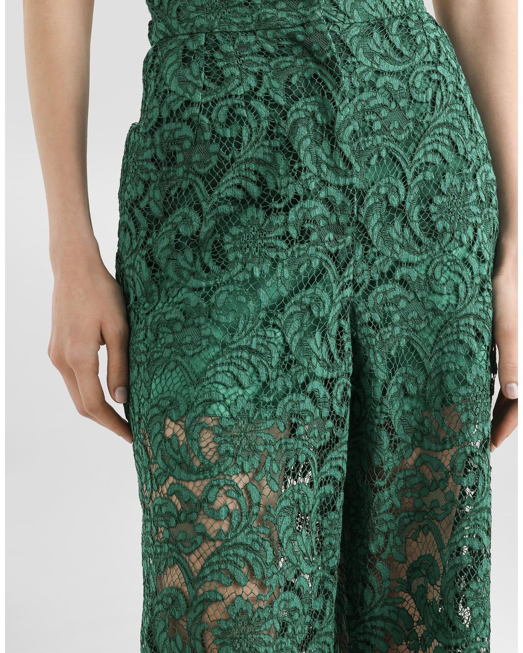 Dolce & Gabbana Green Cordonetto Lace Trousers