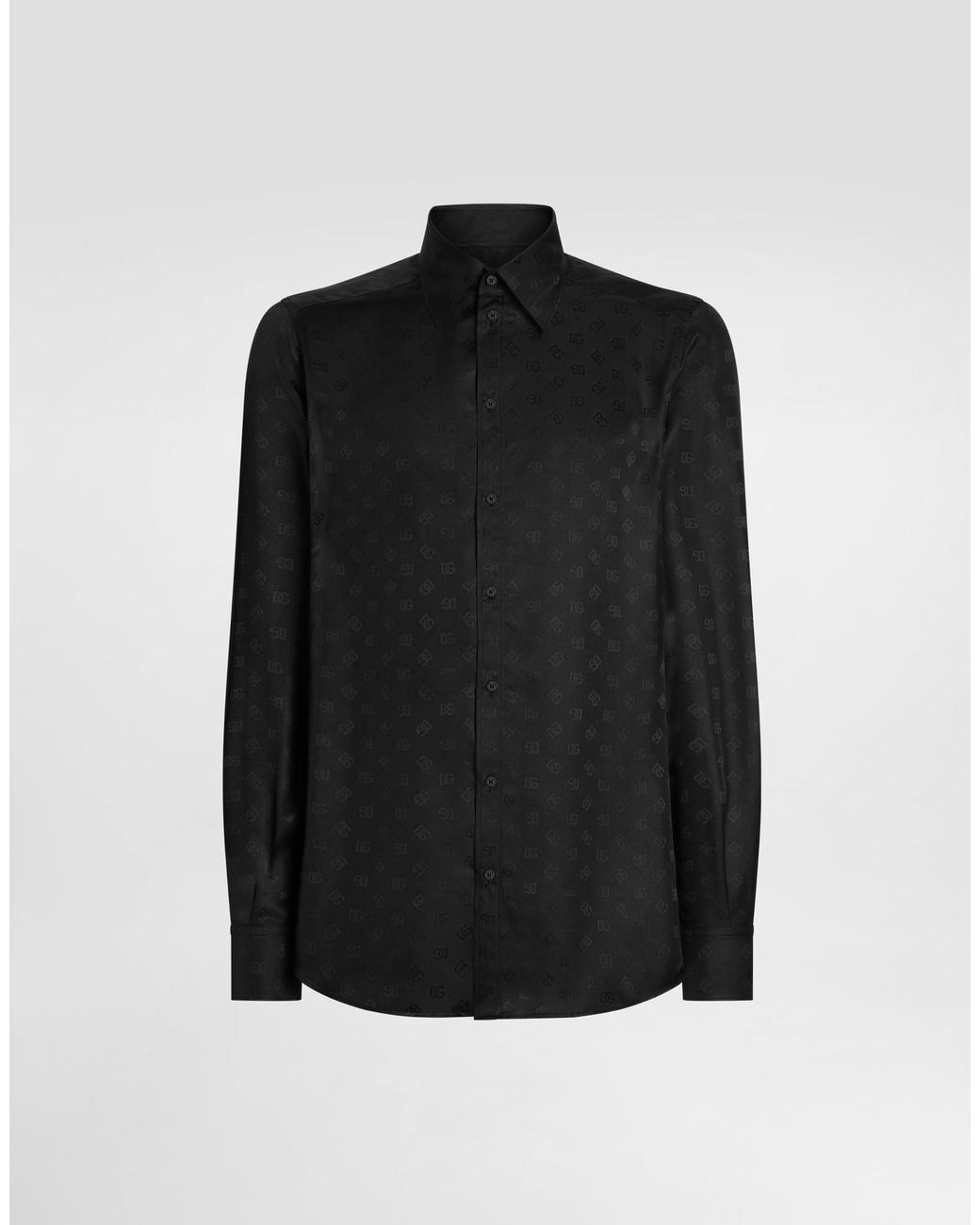 Dolce & Gabbana Black Dg Logo Martini Jacquard Shirt for men