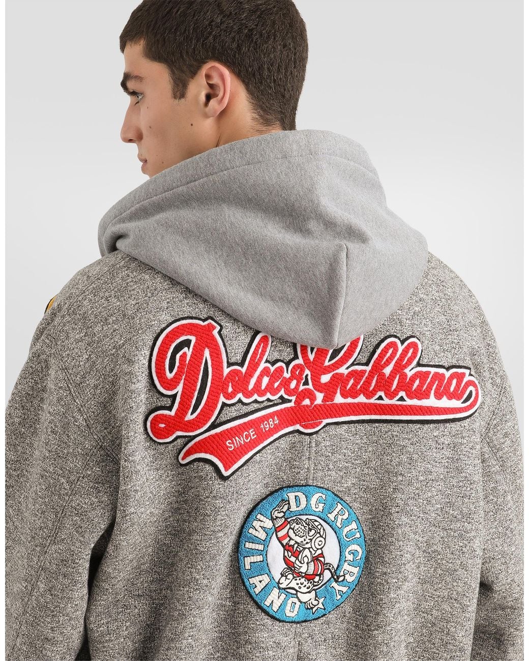 Dolce & Gabbana White Fleece Bomber Jacket for men