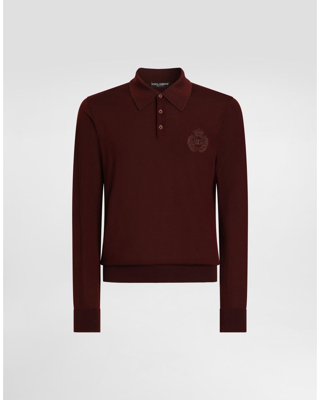 Dolce & Gabbana Red Knit Polo Shirt With Embroidery for men
