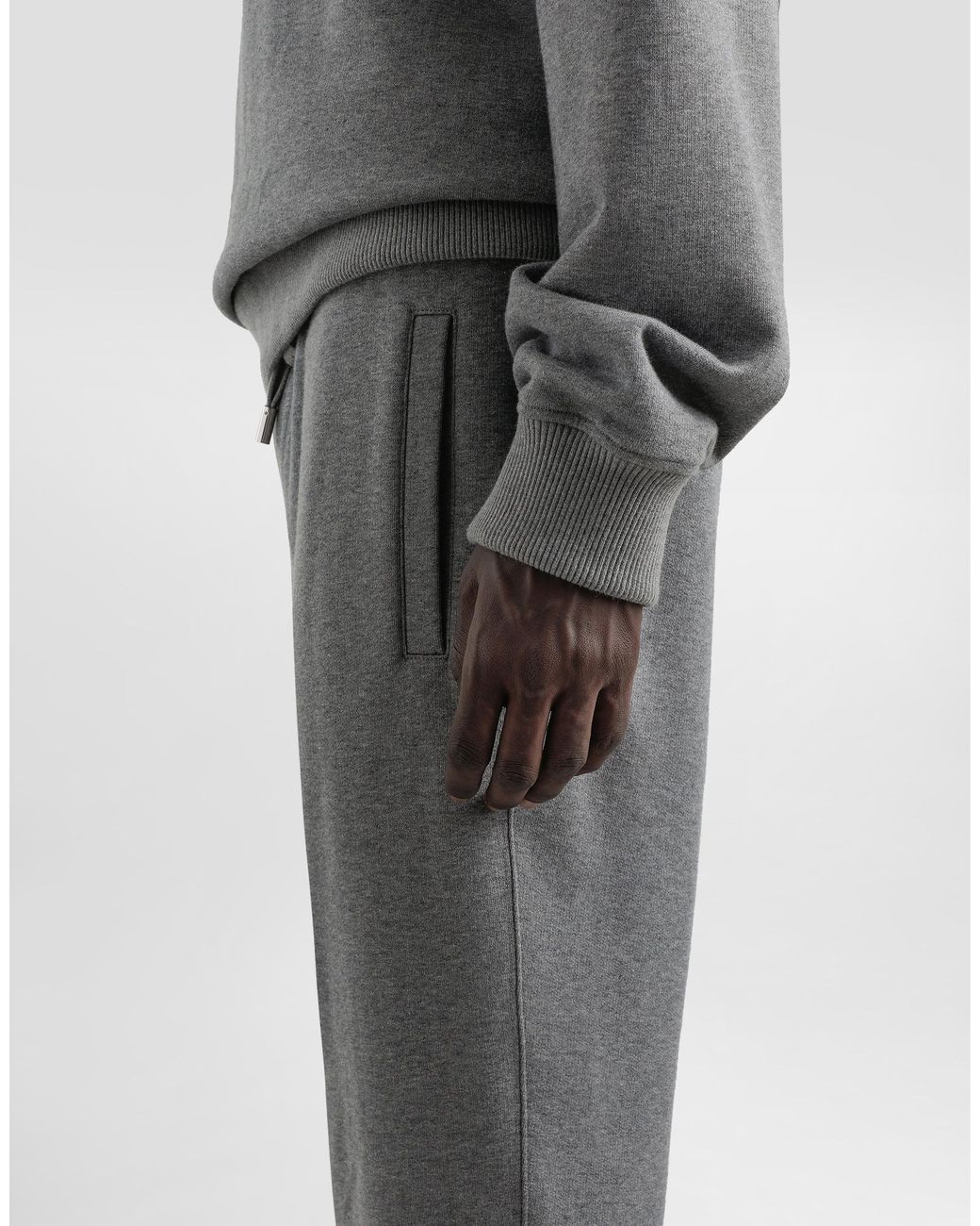 Dolce & Gabbana Jogginghose Aus Stretchjersey Mit Plakette in Gray für Herren