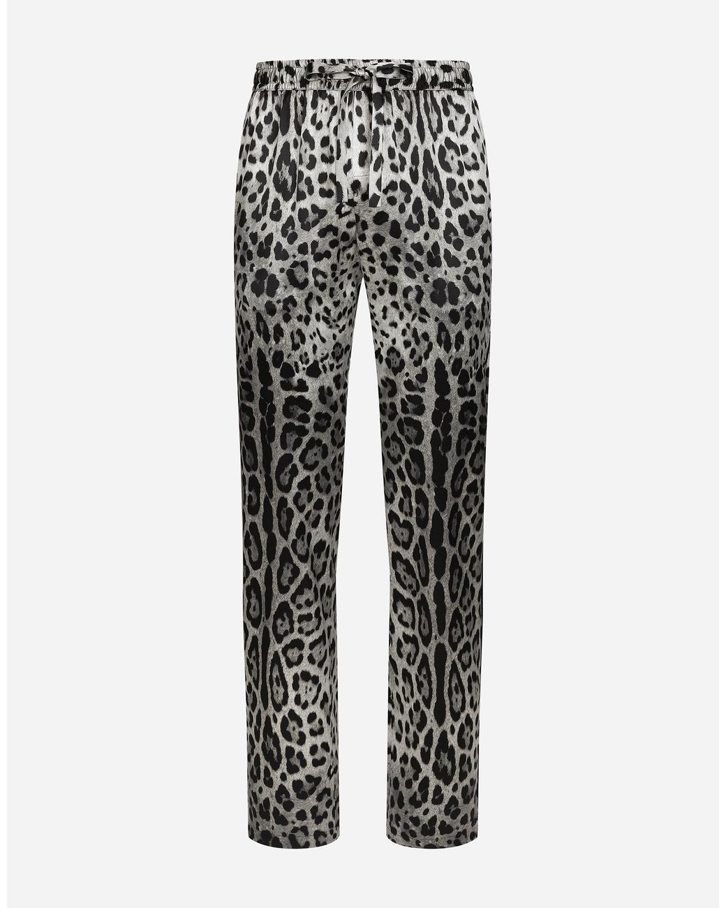 Dolce & Gabbana Multicolor Leopard- Satin Pants for men
