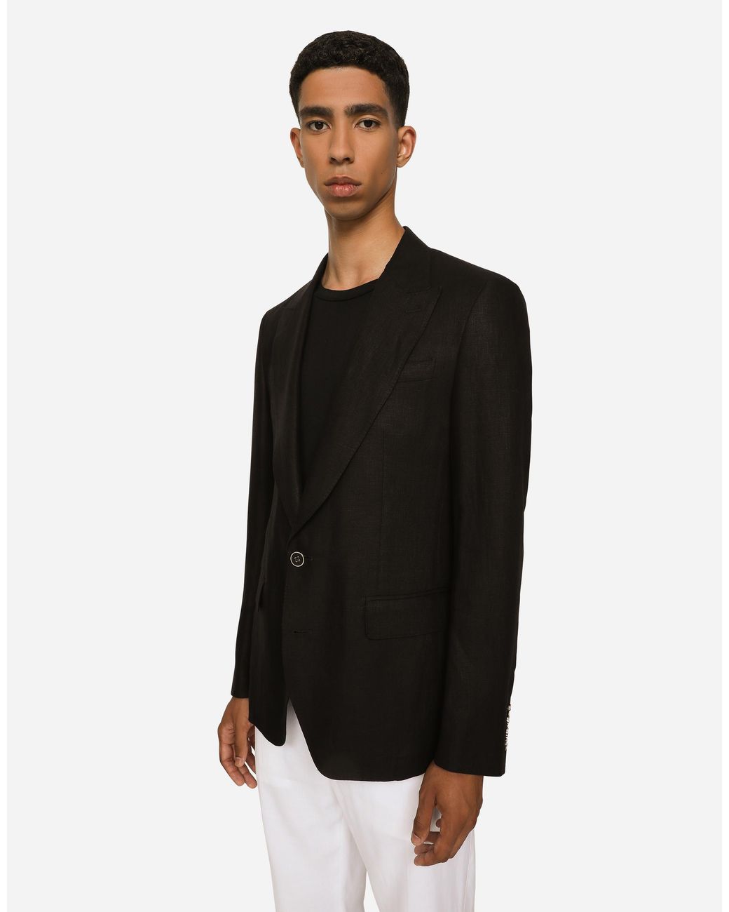 Dolce & Gabbana Black Linen Sicilia-Fit Jacket for men