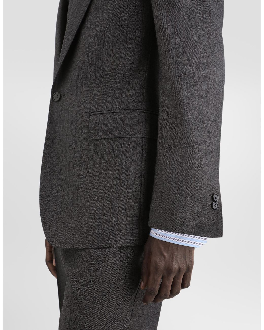 Dolce & Gabbana Gray Sicilia Light Single-Breasted Pinstripe Wool Jacket for men