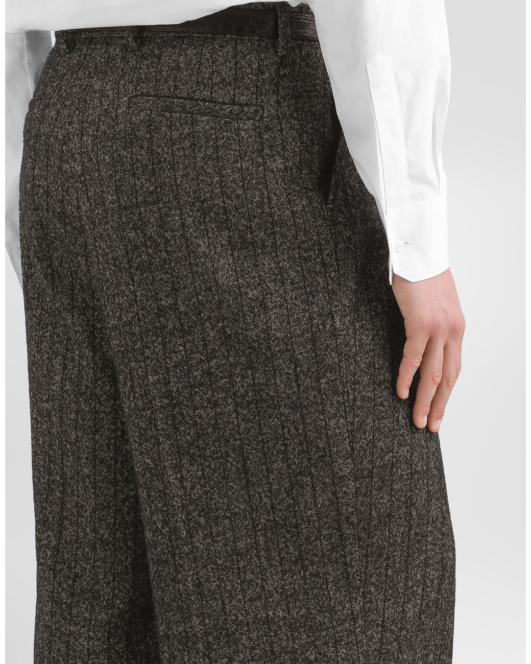 Dolce & Gabbana Gray Striped Wool Blend Trousers for men