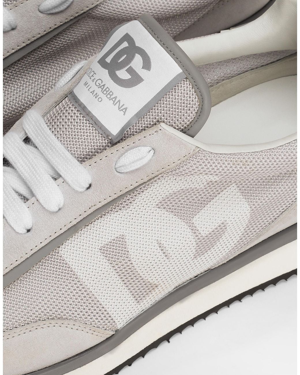 Dolce & Gabbana White Mixed-Material Dg Cushion Sneakers for men