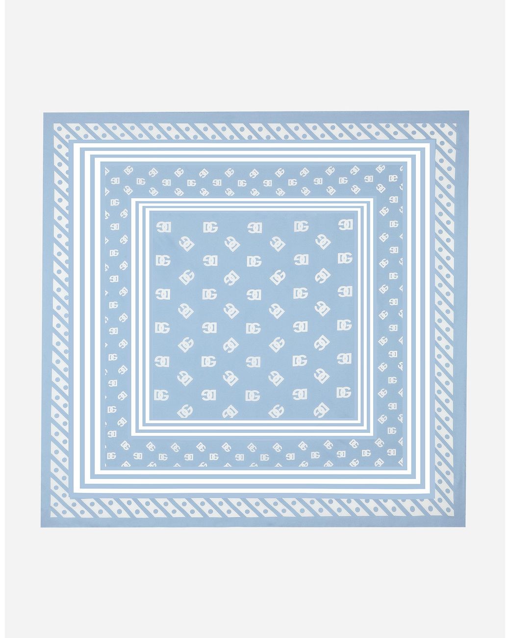 Dolce & Gabbana Blue Logo Print Twill Silk Scarf