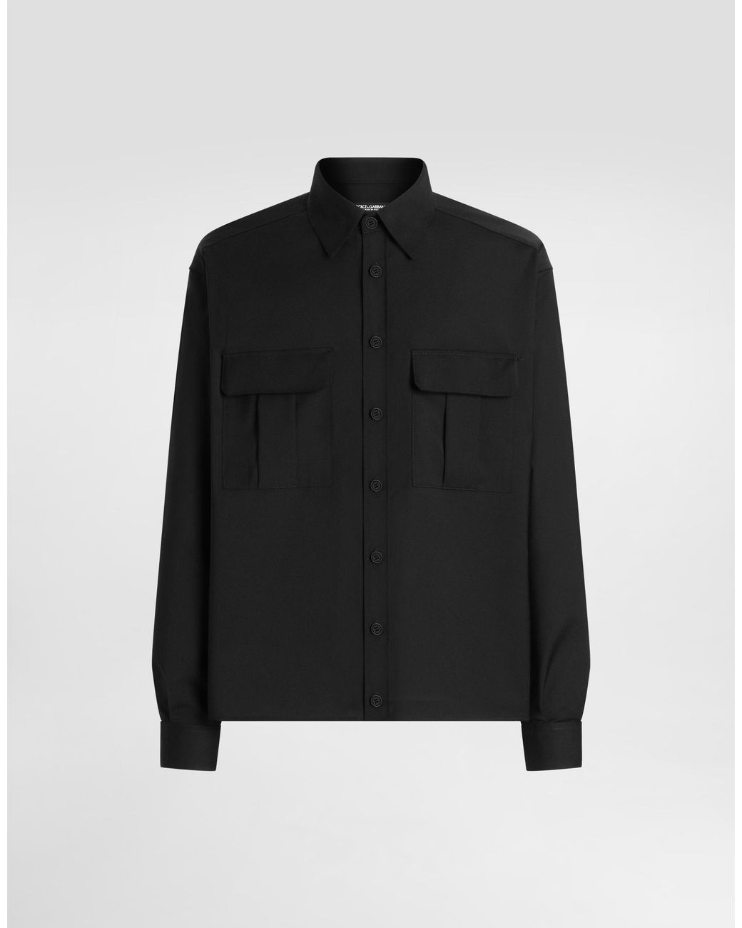 Dolce & Gabbana Black Wool Blend Canvas Shirt for men