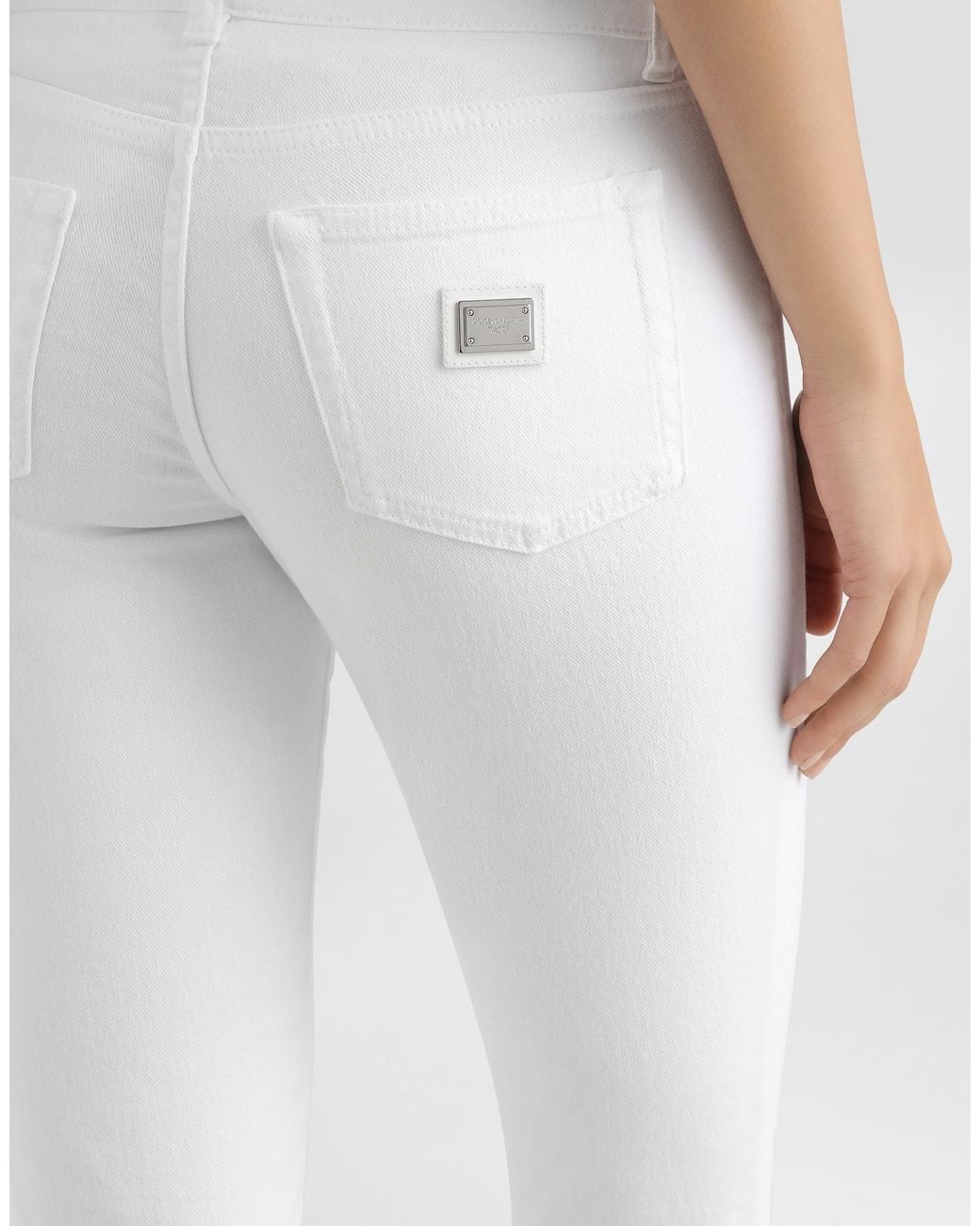 Pantaloni 5 Tasche di Dolce & Gabbana in White