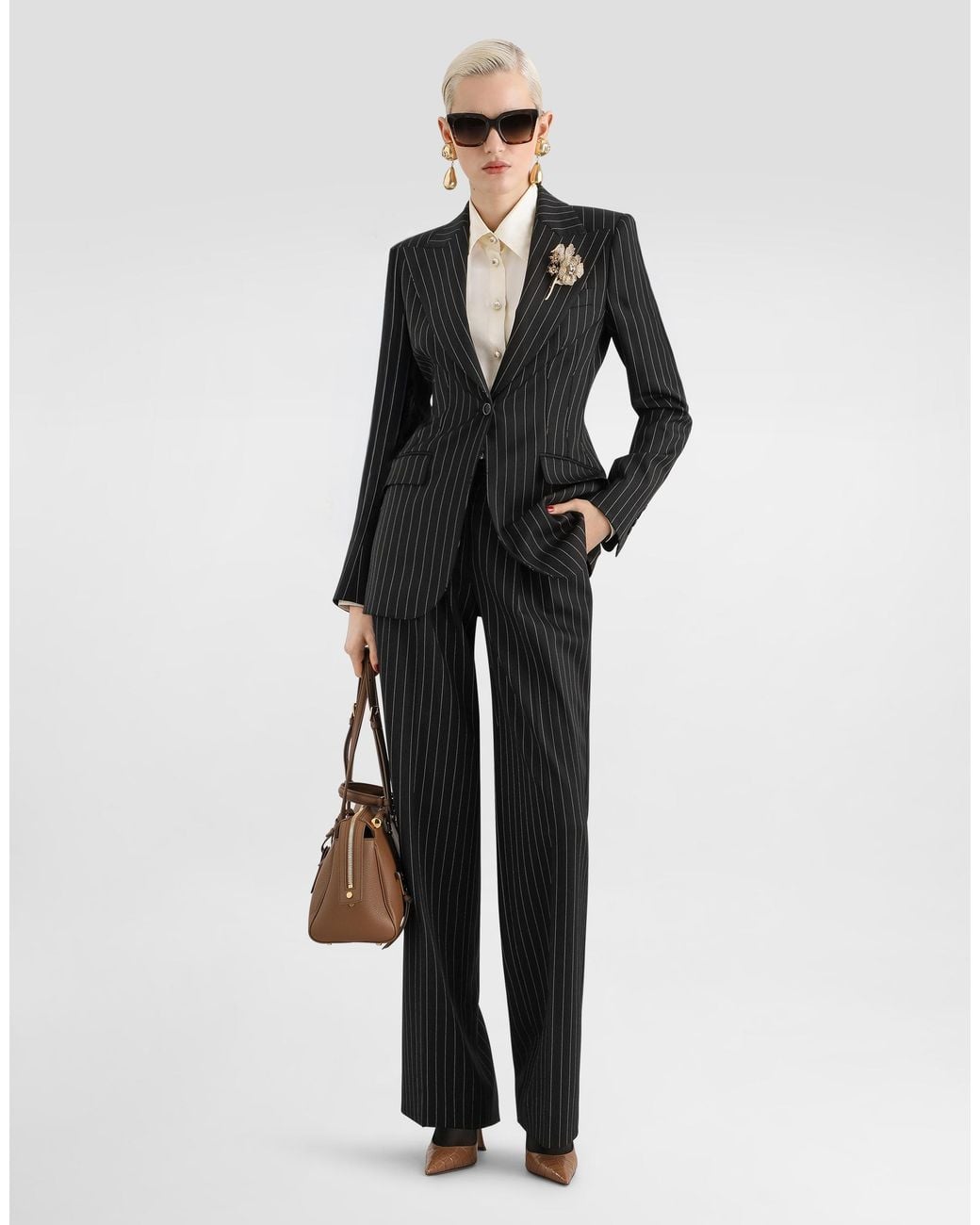 Dolce & Gabbana Black Pinstripe Wool Trousers