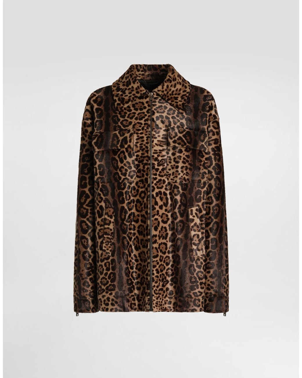 Dolce & Gabbana Brown Pony Leo Shirt-Style Jacket