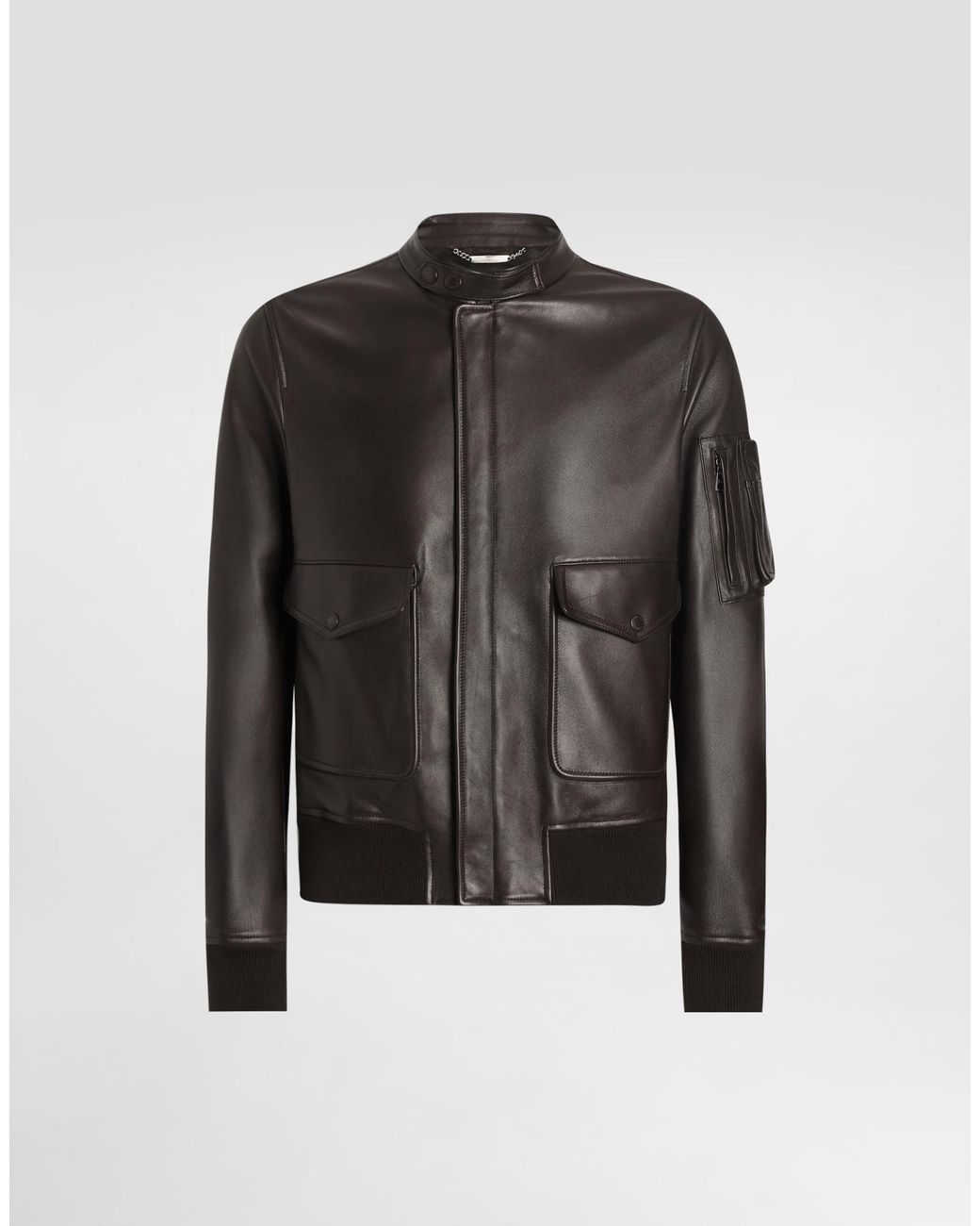 Dolce & Gabbana Black Zip-Fastening-Pocket Leather Jacket for men