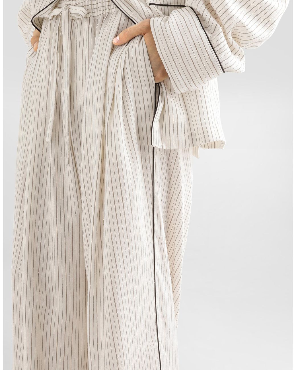 Dolce & Gabbana White Striped Fabric Vanity Trousers for men