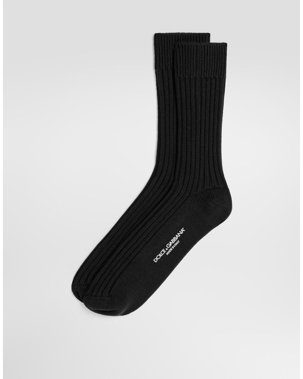 Dolce & Gabbana Black Ribbed Cotton Socks