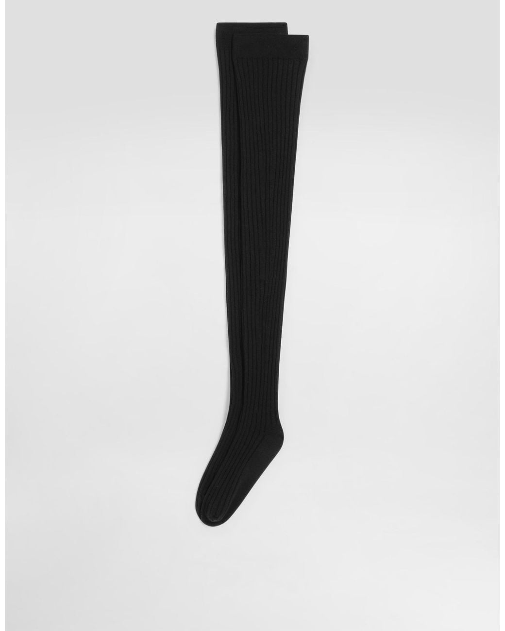 Dolce & Gabbana Black Ribbed Stay-Up Socks