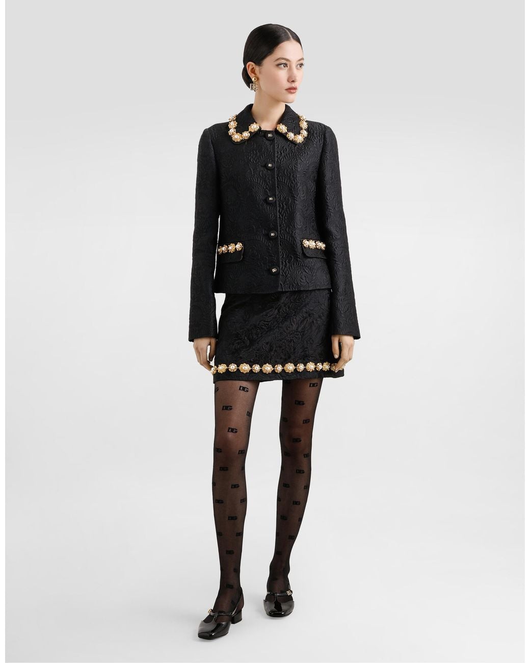 Dolce & Gabbana Black Brocade Miniskirt