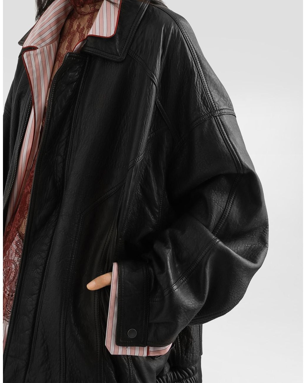 Dolce & Gabbana Black Single-Breasted Leather Jacket