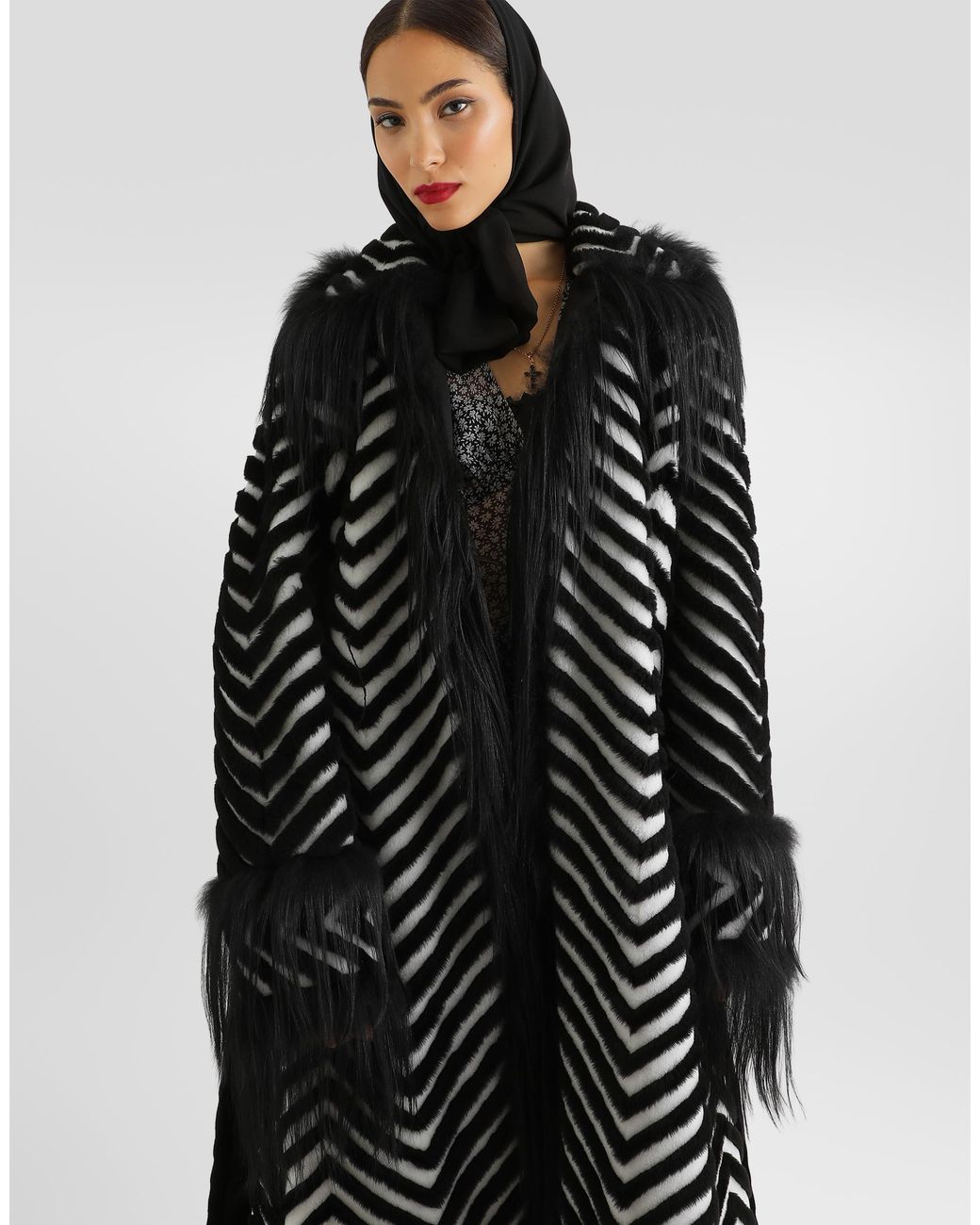 Dolce & Gabbana Black Shearling Coat
