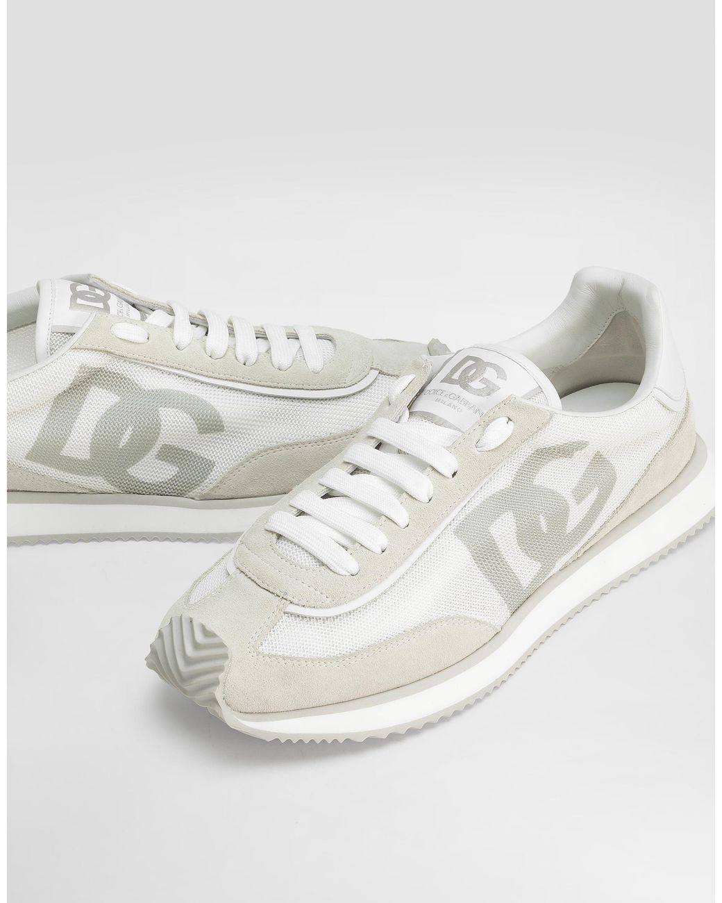 Dolce & Gabbana Natural Mixed-Material Dg Cushion Sneakers for men