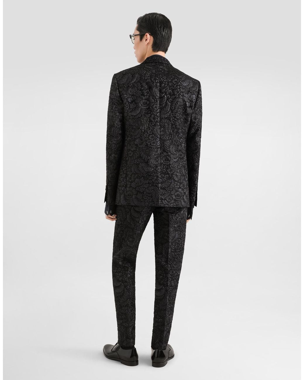 Dolce & Gabbana Black Brocade Trousers for men