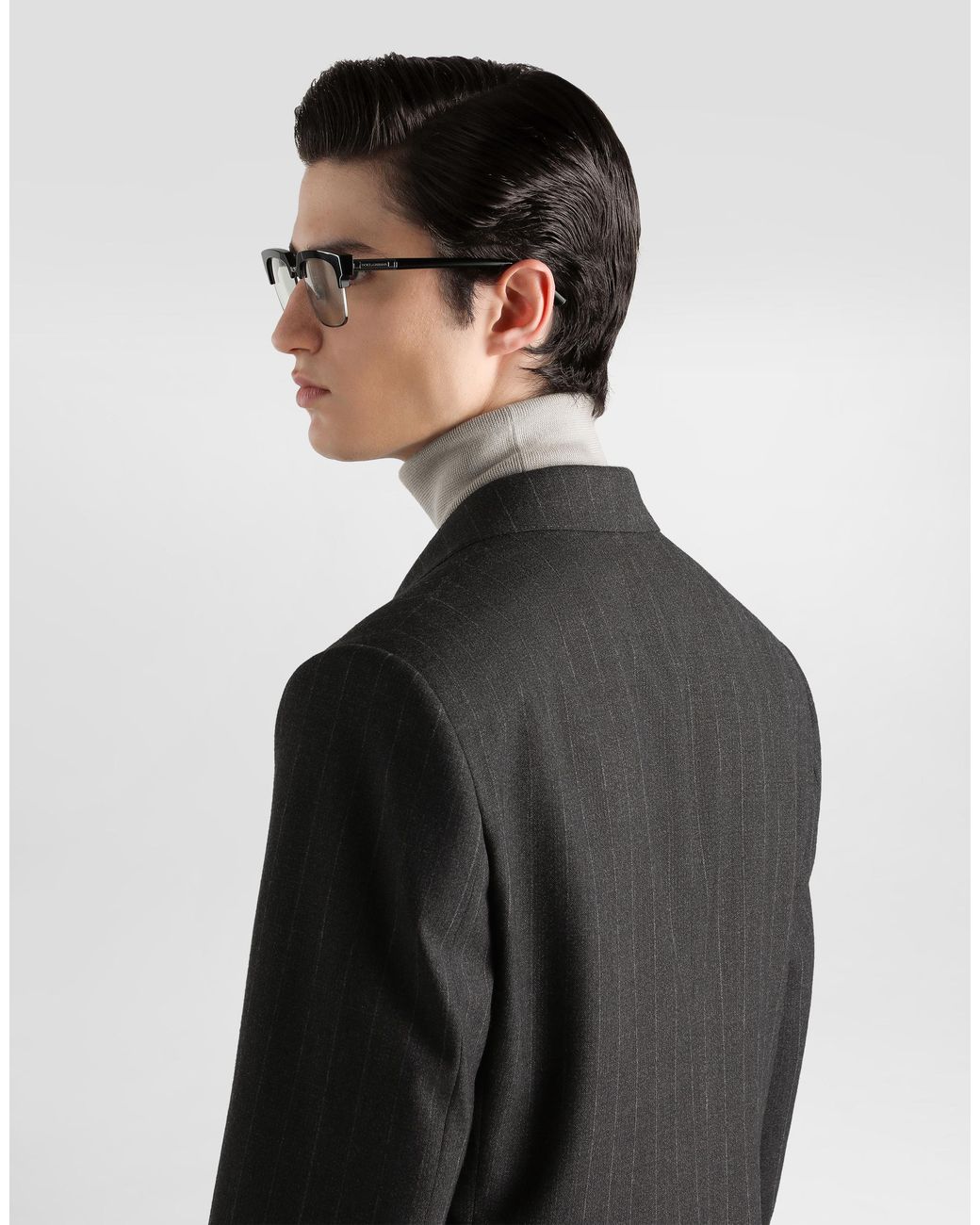 Dolce & Gabbana Black Palermo Double-Breasted Pinstripe Wool Jacket for men