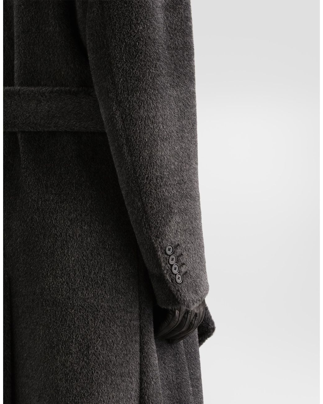 Dolce & Gabbana Black Double-Breasted Alpaca Coat for men