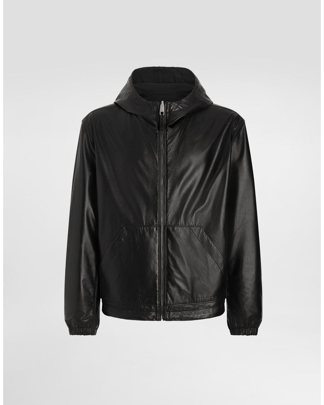 Dolce & Gabbana Black Leather-Fabric Reversible Jacket for men
