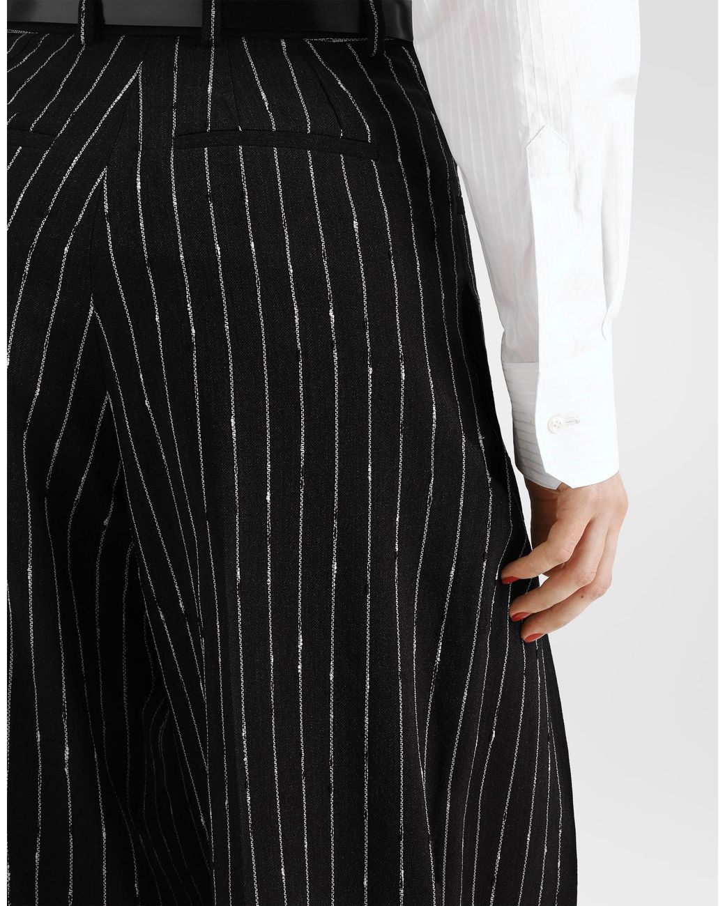Dolce & Gabbana Black Pinstripe Virgin Wool Trousers