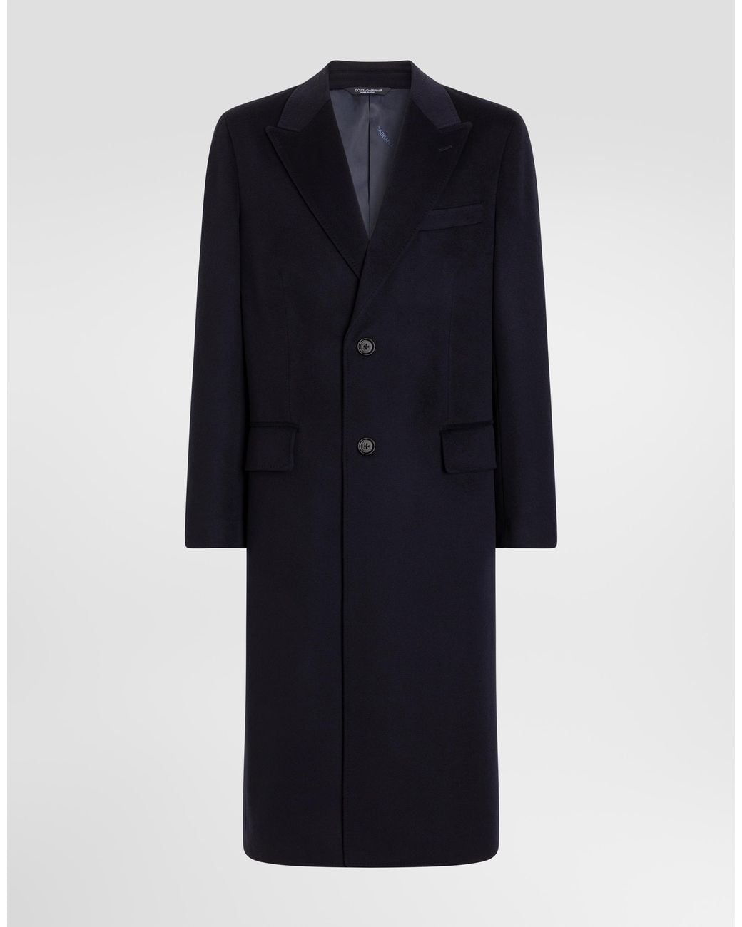 Dolce & Gabbana Blue Single-Breasted Wool Coat for men
