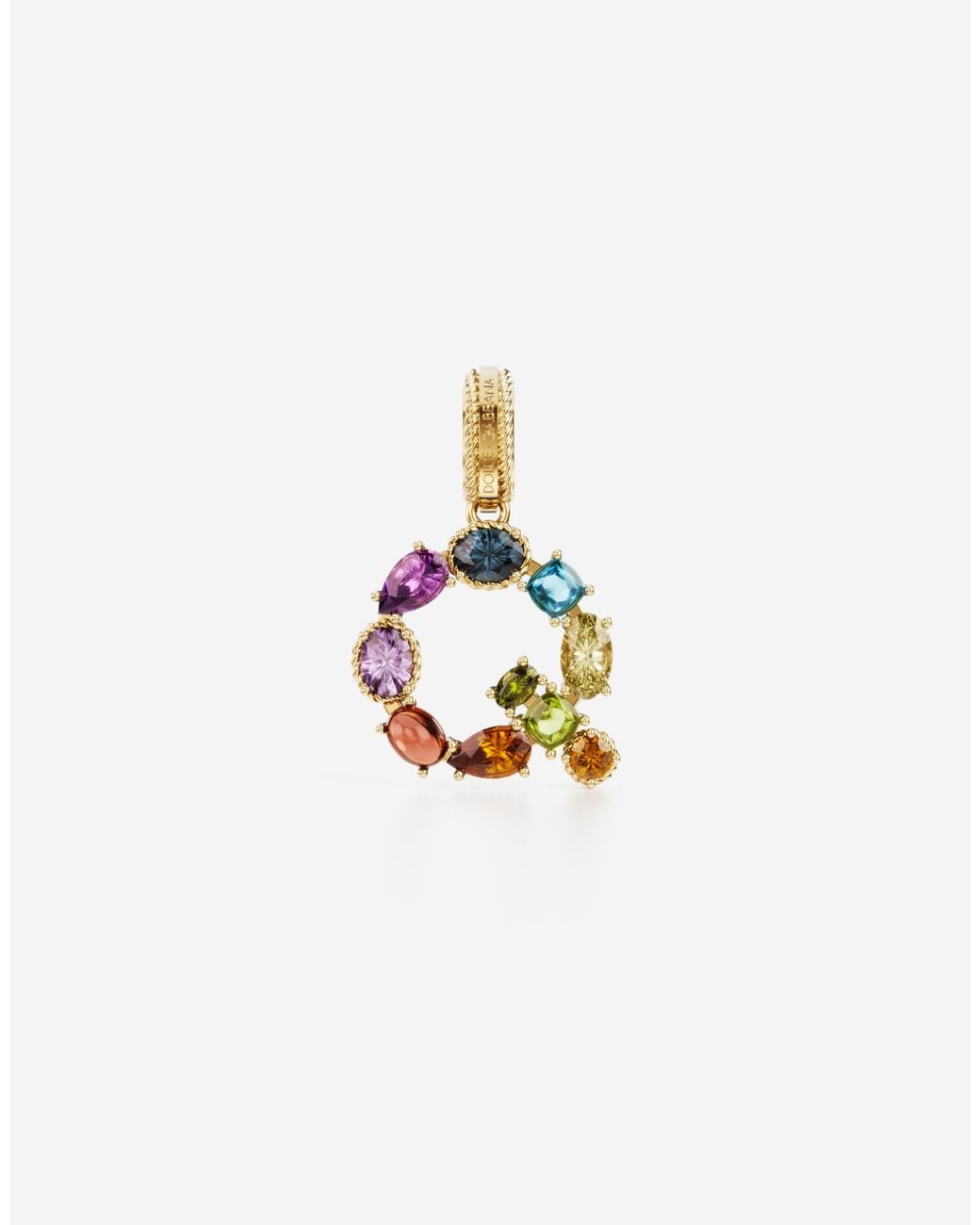 Dolce & Gabbana White Charm Q Lettering 18-Carat And Multicolored Gems