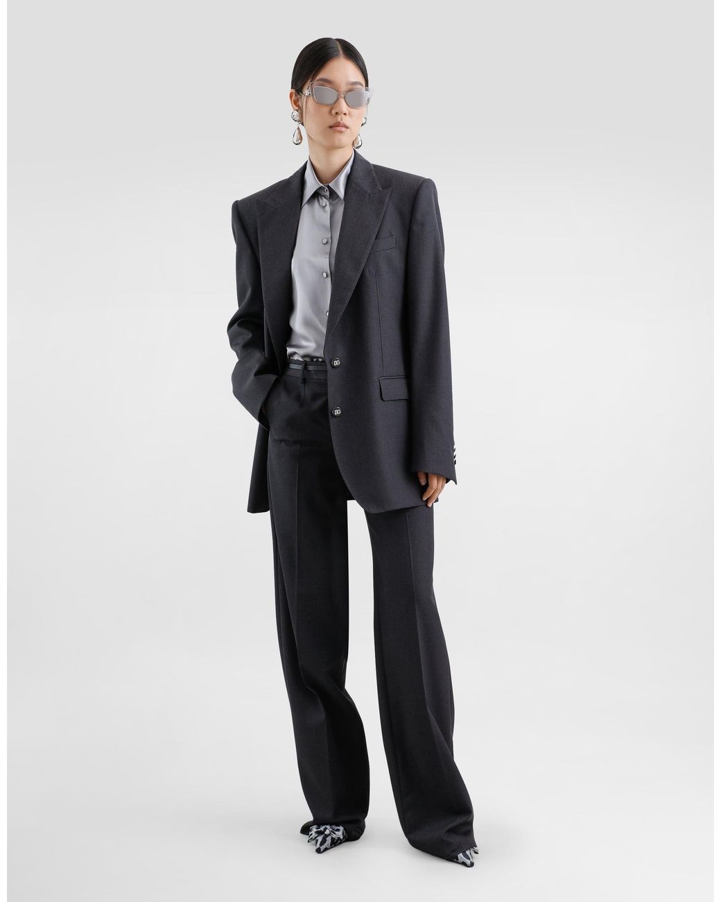 Dolce & Gabbana Blue Flared Woolen Pants