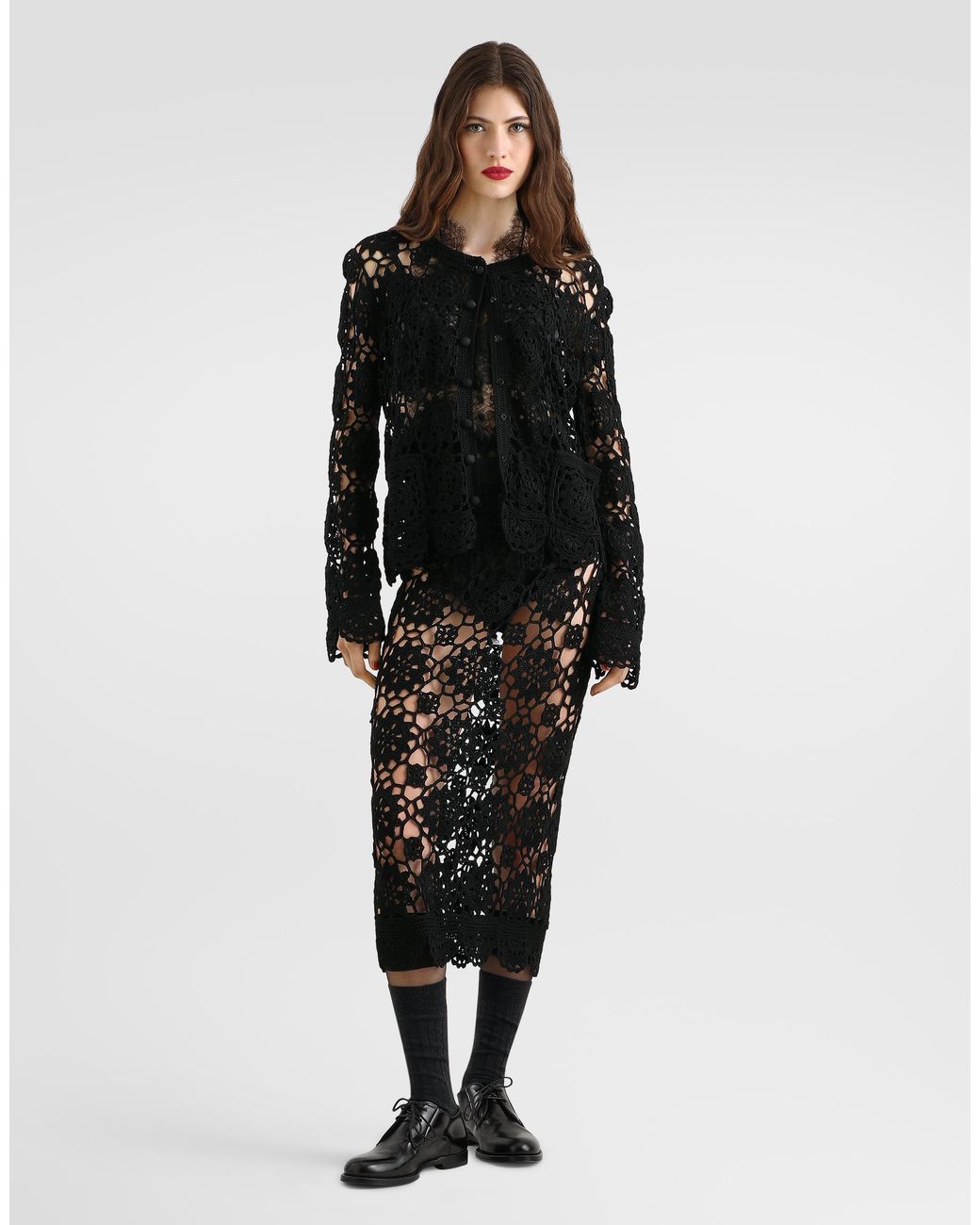 Dolce & Gabbana Black Crochet-Knit Skirt