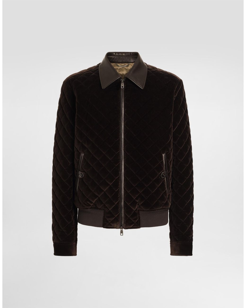 Dolce & Gabbana Black Quilted Velvet Bomber Jacket for men