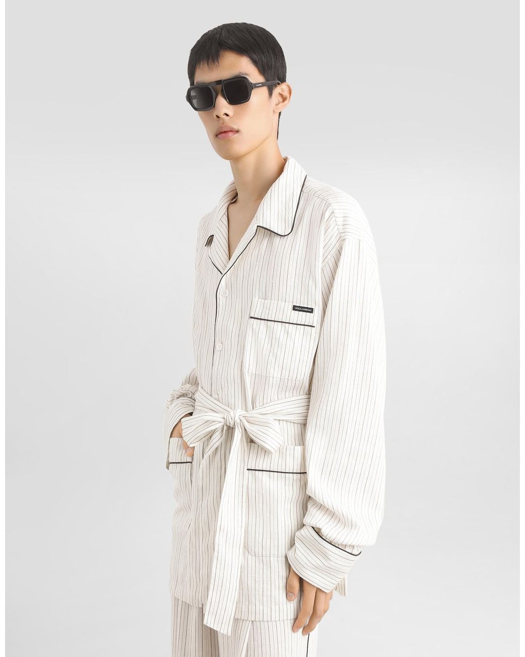 Dolce & Gabbana Natural Linen-Silk Vanity Robe for men