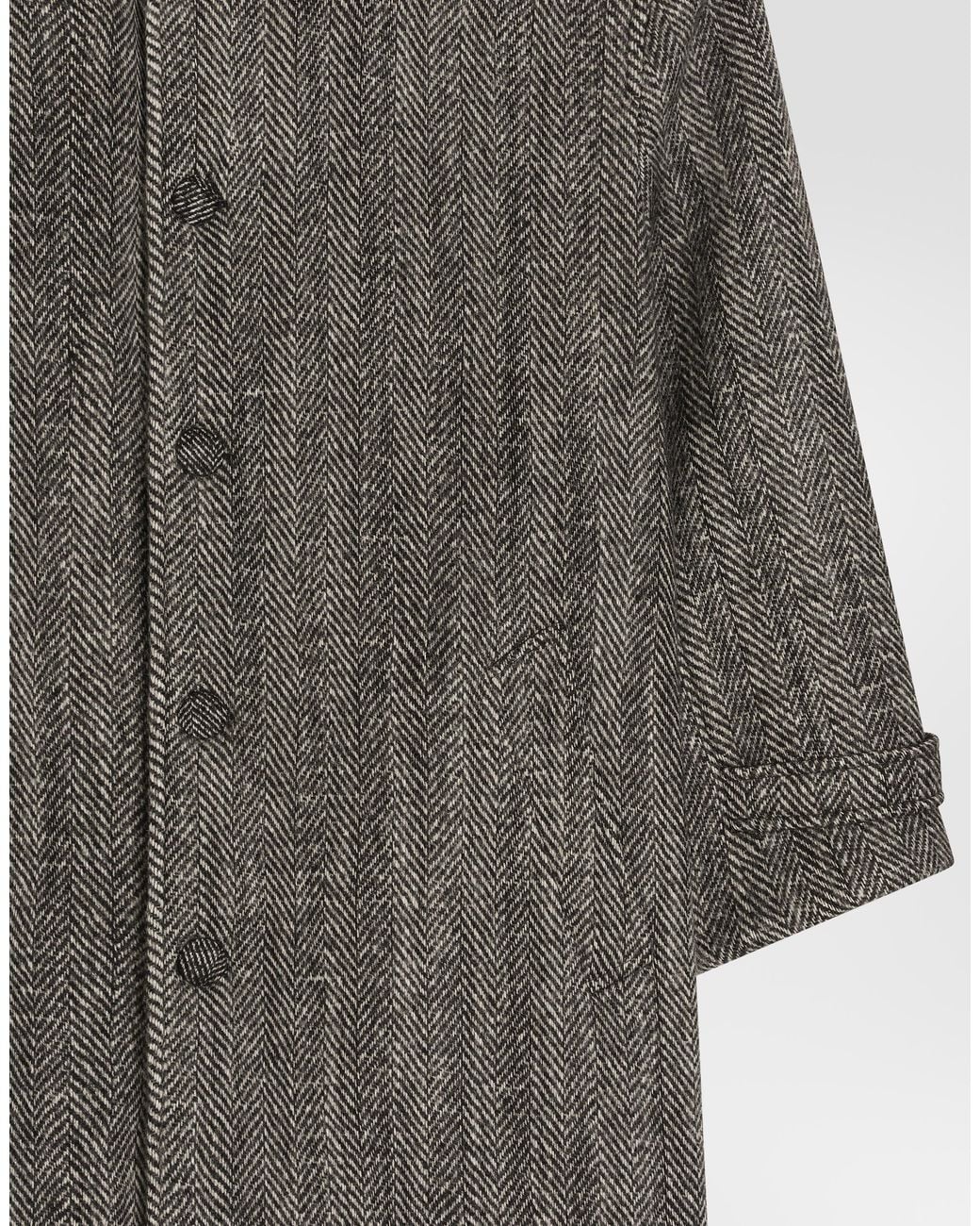 Dolce & Gabbana Gray Single-Breasted Wool Blend Chevron Coat for men