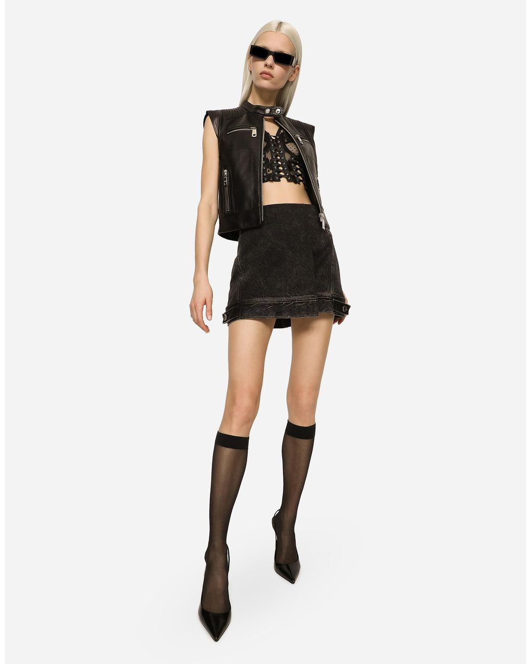 Dolce & Gabbana Black Zip-Up Leather Vest