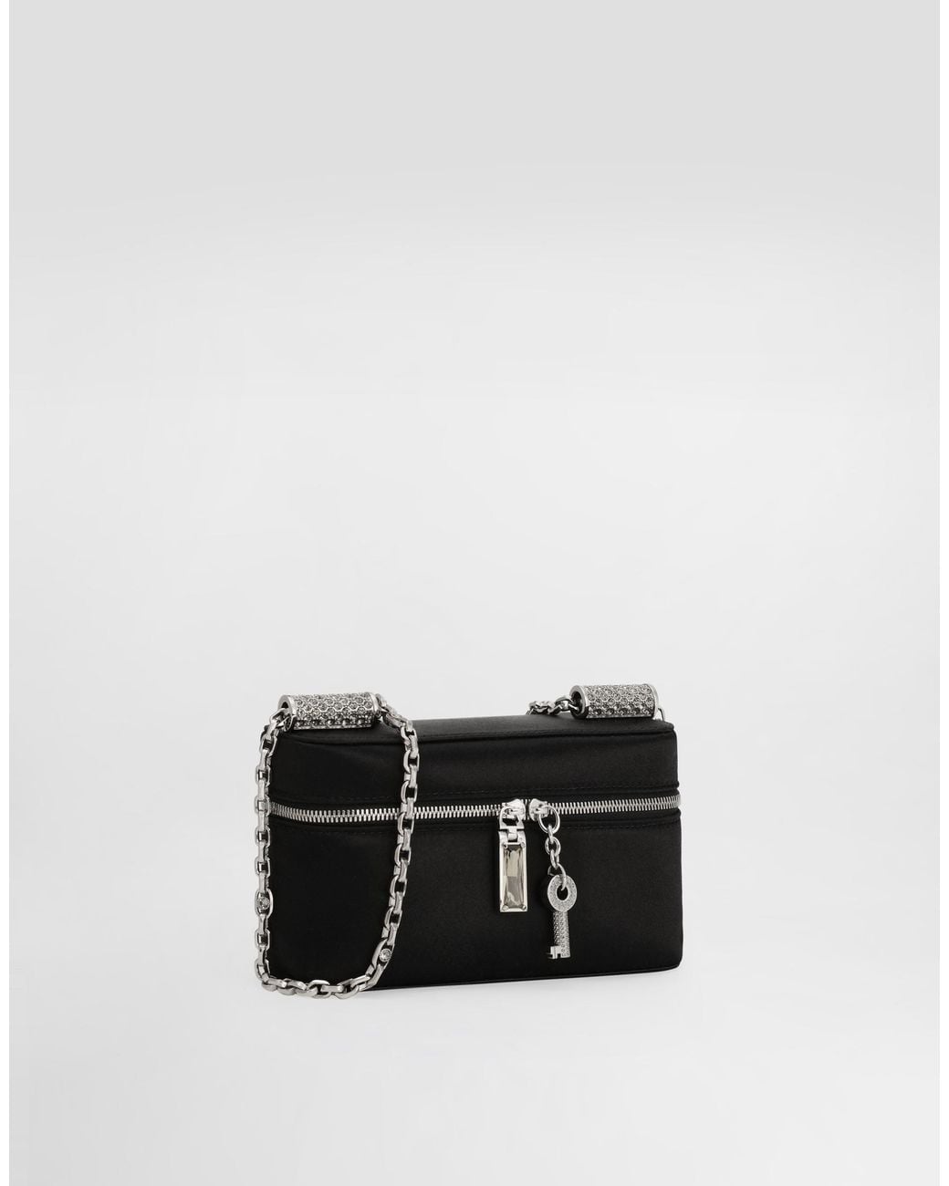Dolce & Gabbana White Sicily Medium Satin And Pavé Tubes Shoulder Bag