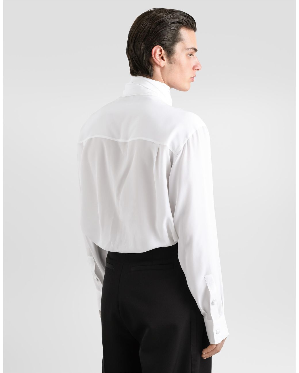 Dolce & Gabbana White Crêpe De Chine Silk Shirt for men