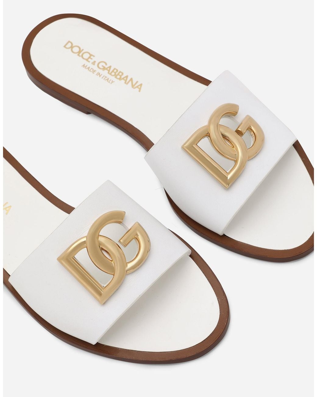 Dolce & Gabbana White Calfskin Sliders