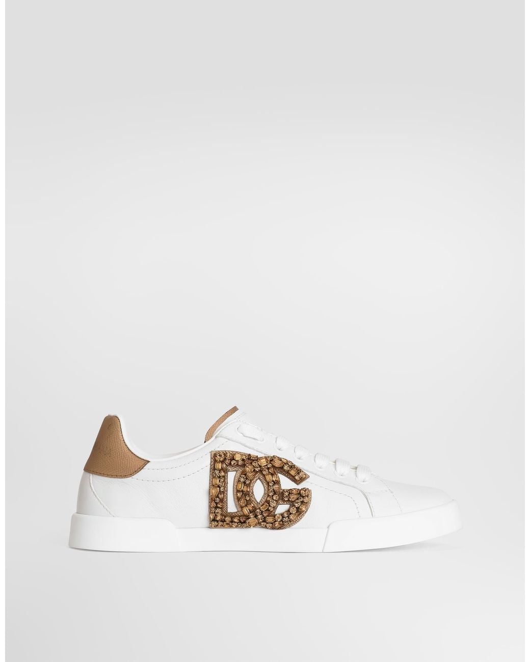 Dolce & Gabbana White Portofino Dg Applique Sneakers