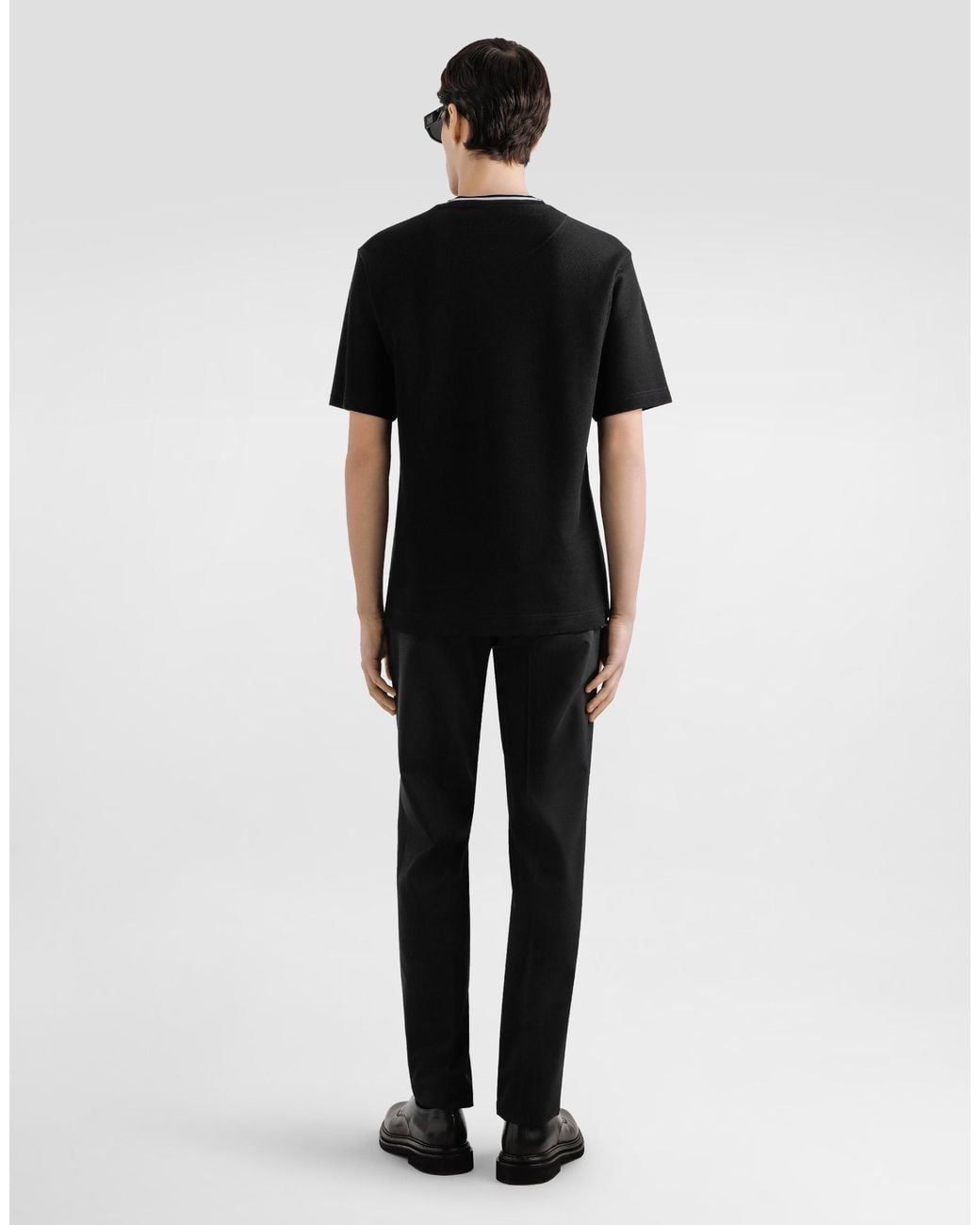 Dolce & Gabbana Black Cotton Piqué T-Shirt for men