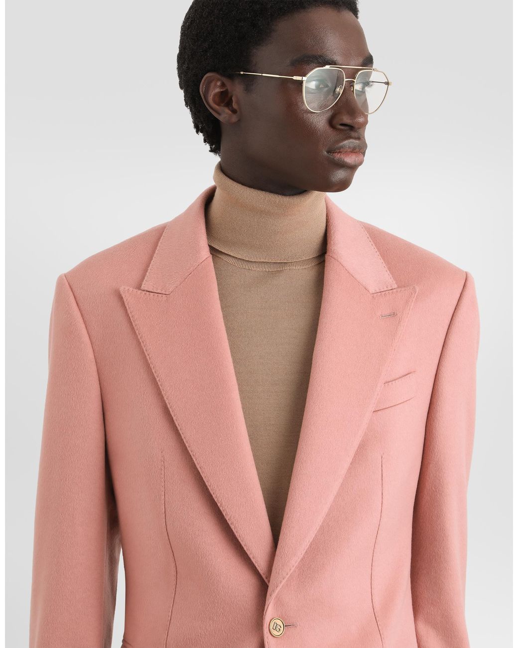 Dolce & Gabbana Pink Sicilia Light Single-Breasted Cashmere Jacket for men