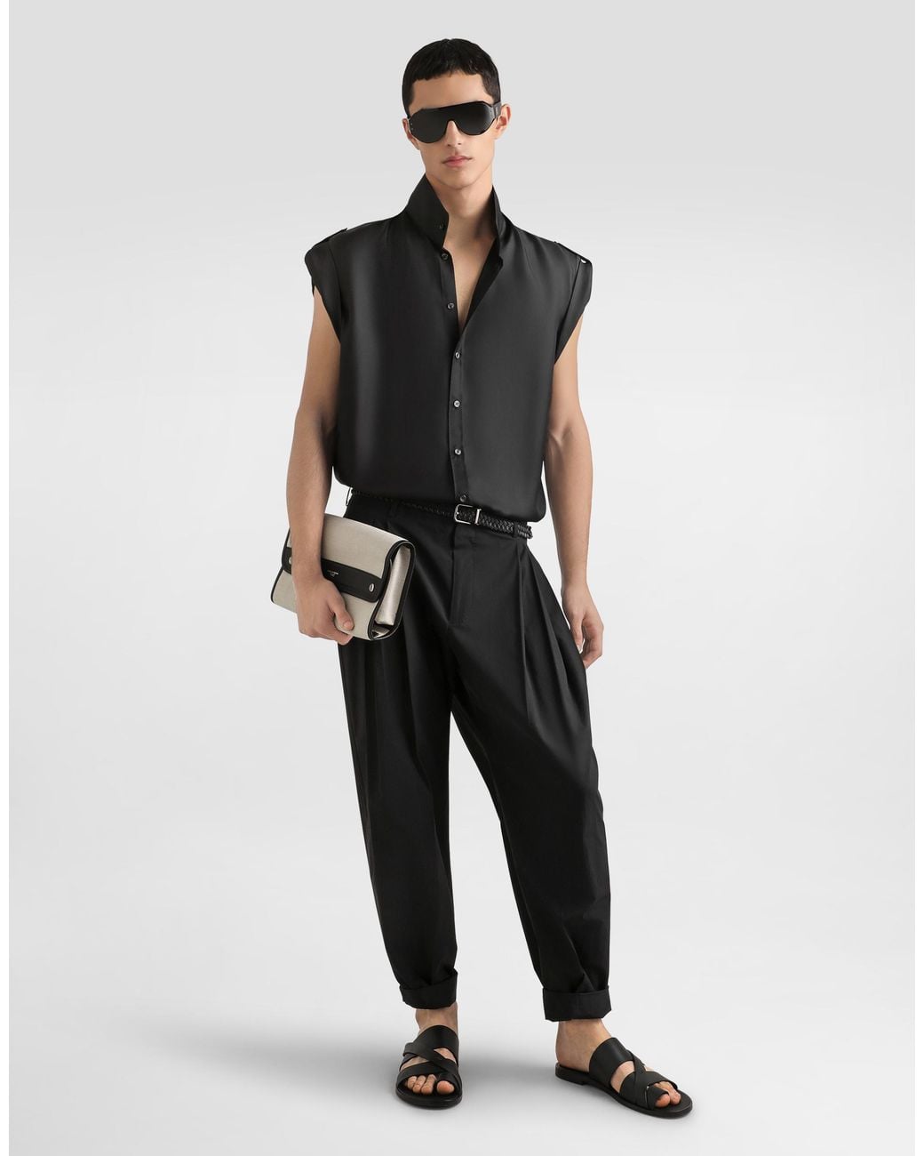 Dolce & Gabbana Black Hawaii Silk Twill Shirt for men