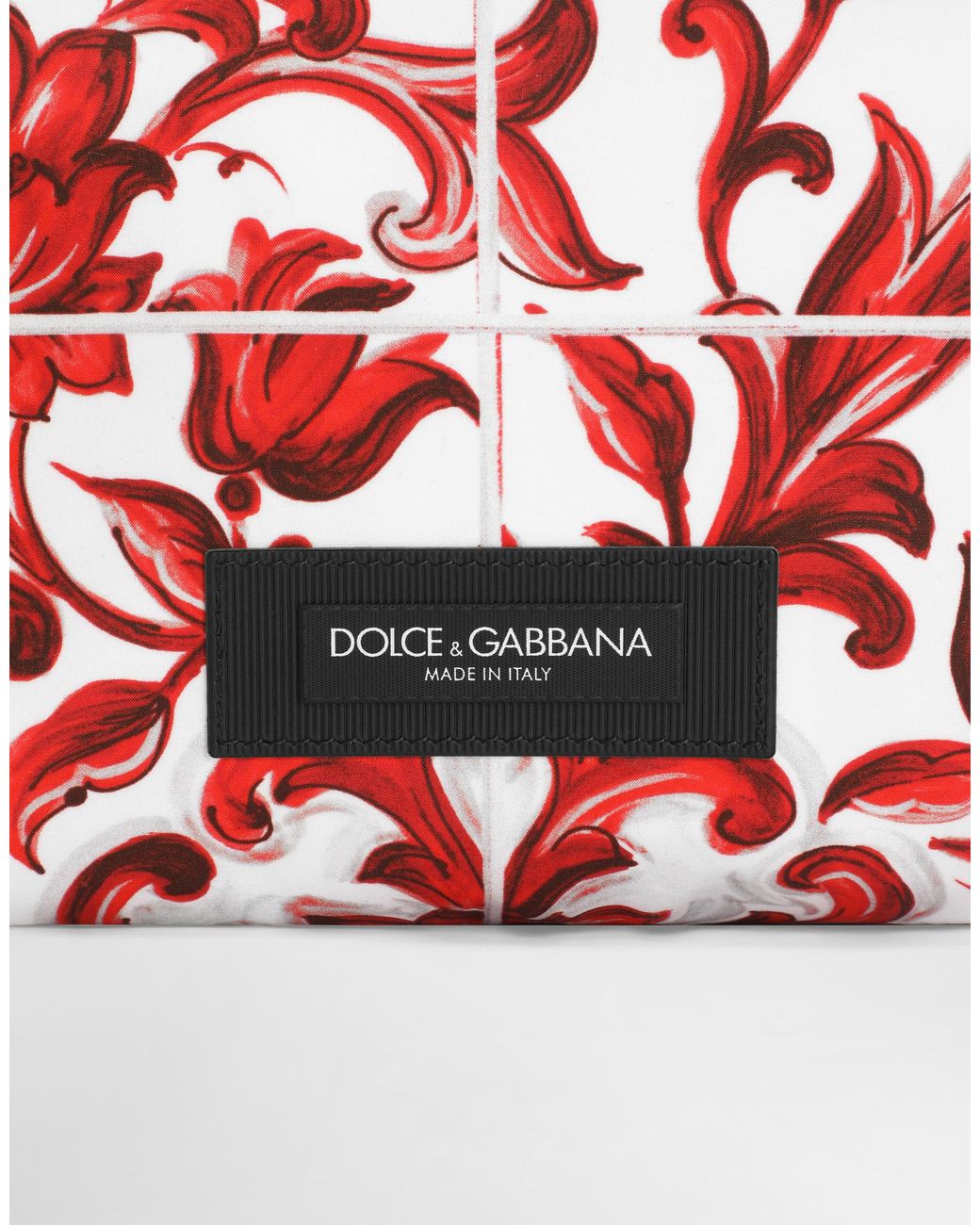 Dolce & Gabbana Red Majolica-Print Essenza Poplin Handbag for men
