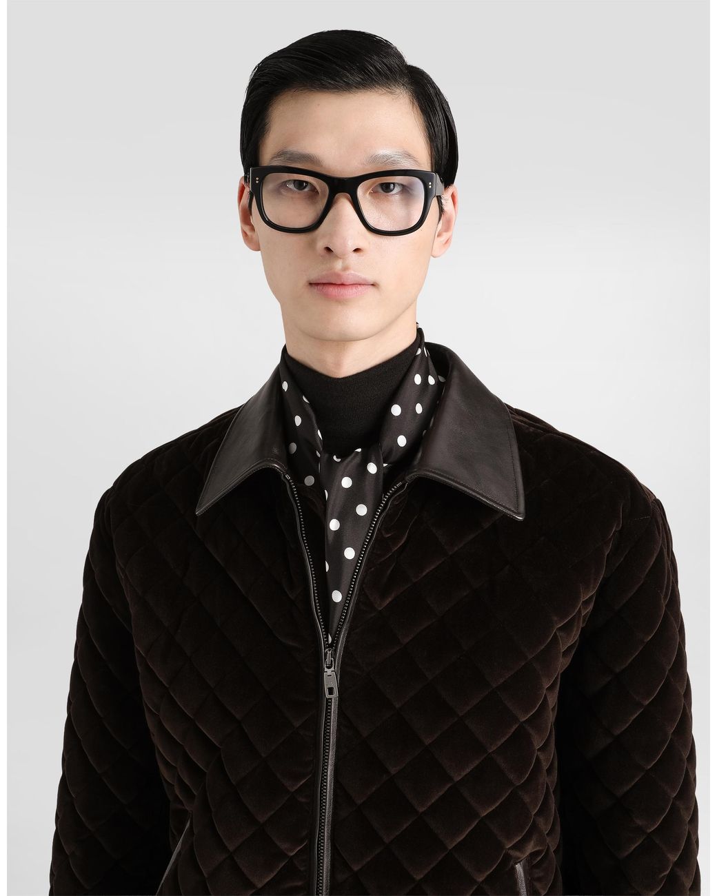 Dolce & Gabbana Black Quilted Velvet Bomber Jacket for men