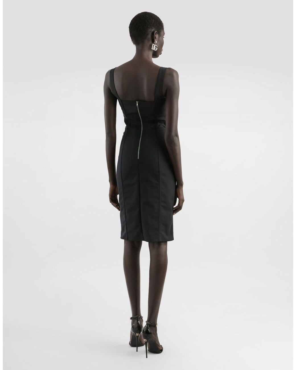 Dolce & Gabbana Black Corset-Style Midi Dress
