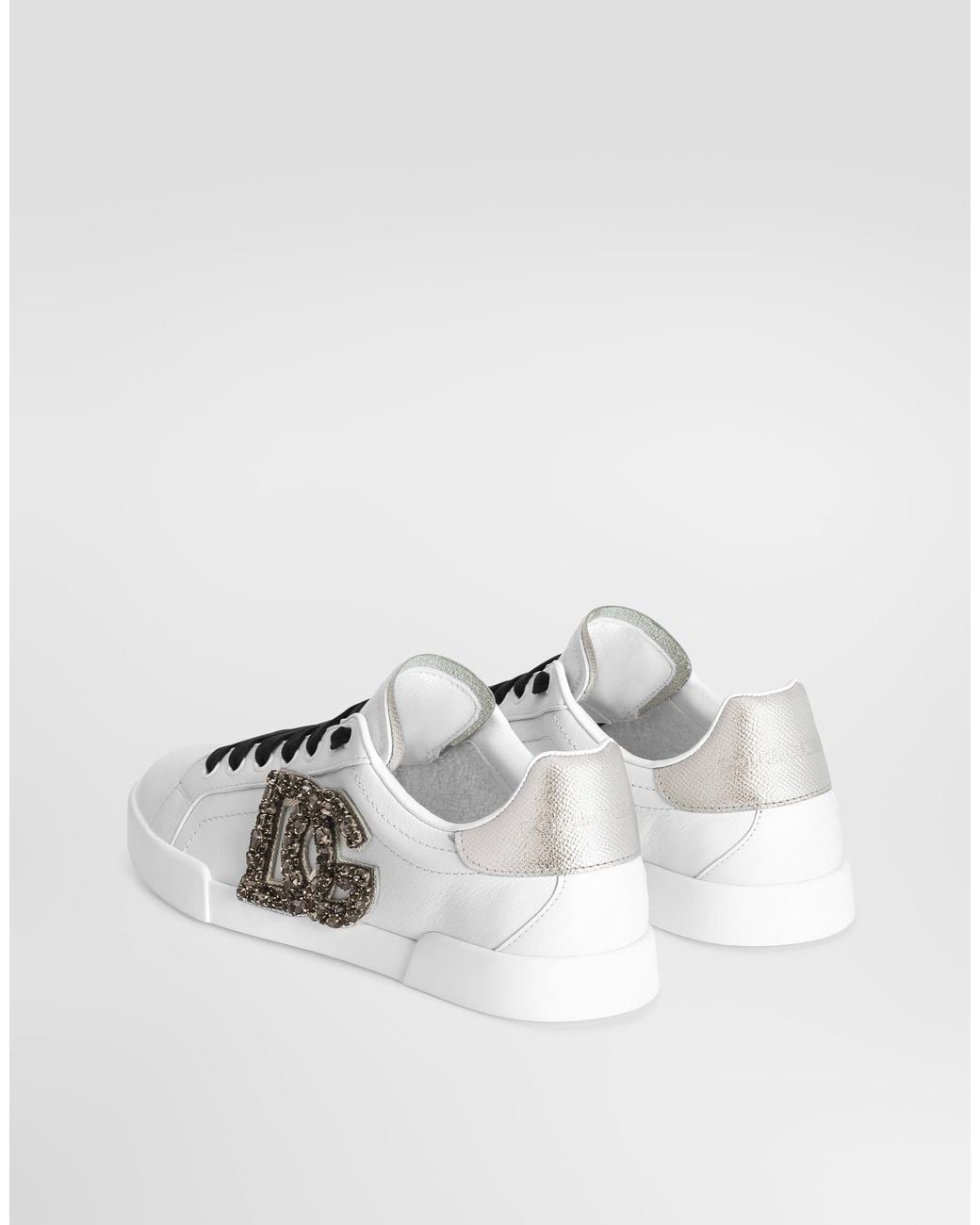 Dolce & Gabbana White Portofino Dg Applique Sneakers