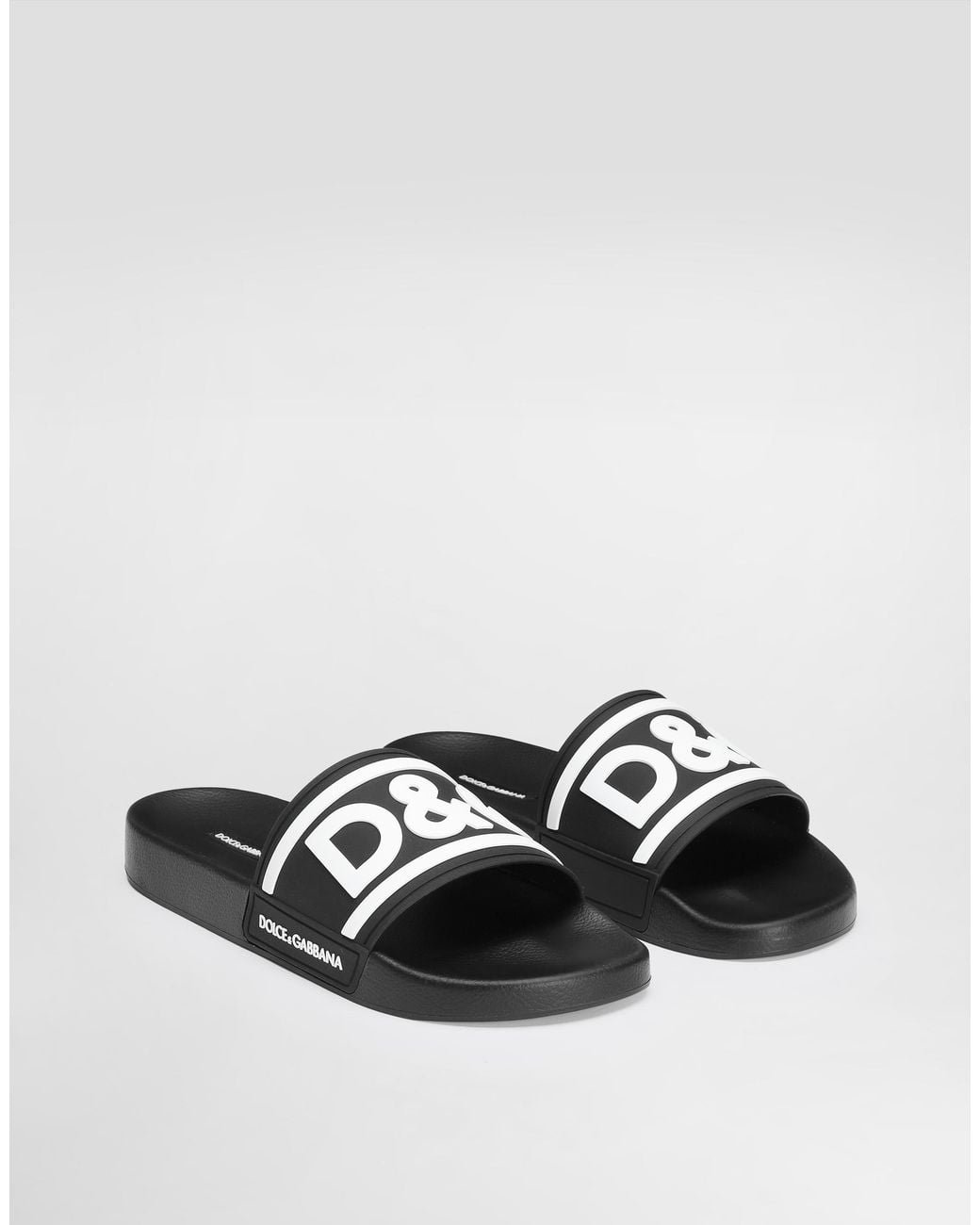 Dolce & Gabbana White Logo Rubber Slides for men