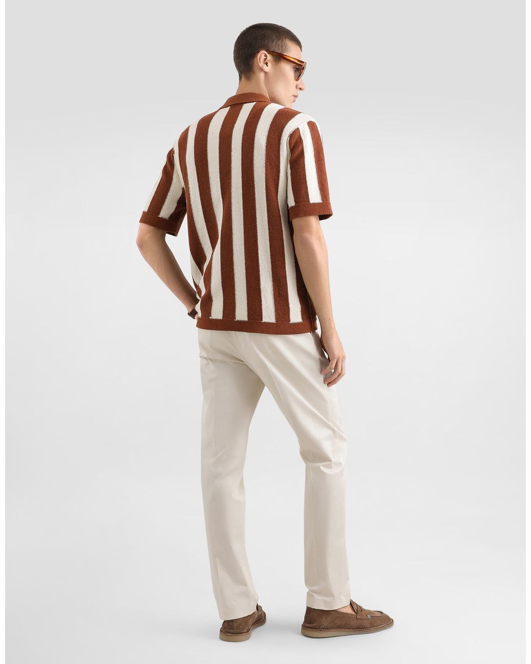 Dolce & Gabbana Brown Striped Knit Shirt for men