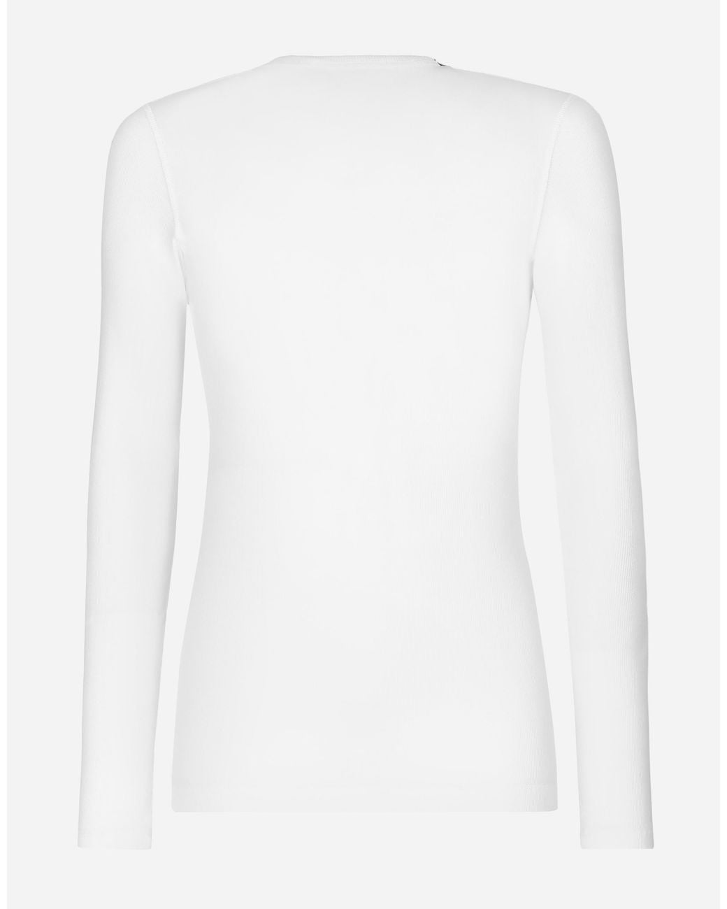 Dolce & Gabbana White Fine-Rib Cotton Granddad-Neck T-Shirt for men